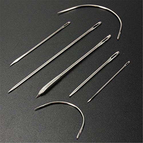 7 Hand Repair Sewing Needles Threader Sail Carpet Leather Curved Canvas