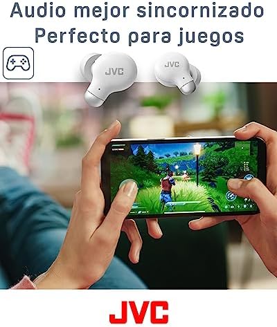 Jvc ha-z250t - fones de ouvido sem fio com bluetooth 5.3, 28 horas de bateria, certificação ipx4, peso de apenas 5,1g, cancelamento de ruído, 3 pares de silicone e 2 almofadas de espuma, branco