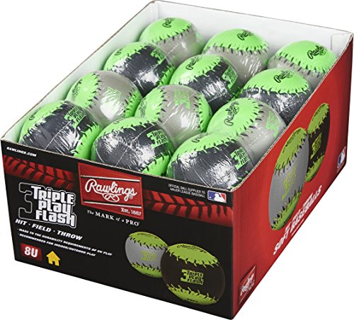Rawlings Triple Play Flash Sponge Rubber Center Synthetic Cover Baseballs, Youth 8U, (Box of 24), RTPF2.0SW2-24