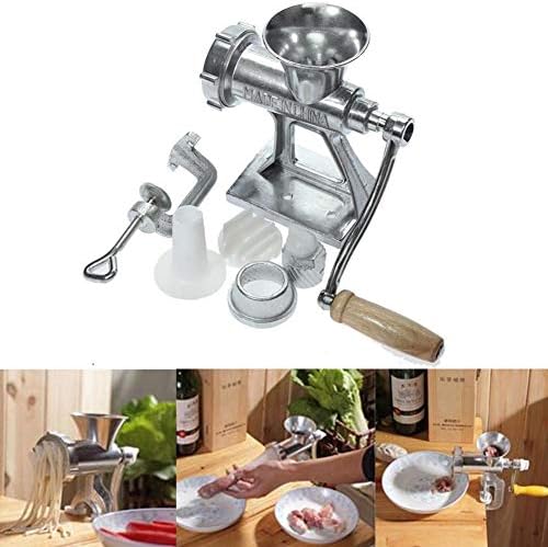 Multi-functional Manual Sausage Maker Domestic Multi-functional Manual Sausage Maker Meat Grinder Silver Meat Grinder with Tabletop Clamp- Cast Iron Meat Mincer and Sausage Maker Includes