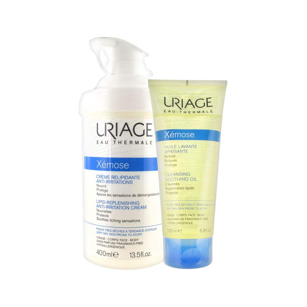 Uriage Xemose Anti-Irritation Cream and Cleansing Oil, 400 ml/200 ml