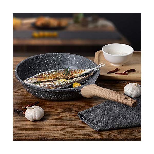 Nonstick-Frying-Pan-Skillet-20cm-Stone-Pans-Cookware-Granite-CoatingPans-Saucepans-Omelette-Skillet-Grey-8-inch ZUOFENG Non Stick Frying Pans 20cm, Non-Stick Omelette Fry Pan, Granite Frying Pan Stone Pans