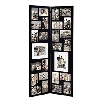 Adeco Decorative Black Wood Folding Floor Standing Collage Picture