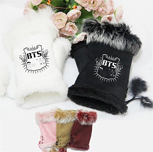 XBeshine BTS Gloves Bangtan Boys Adjustable Winter Warm Gloves (Black)