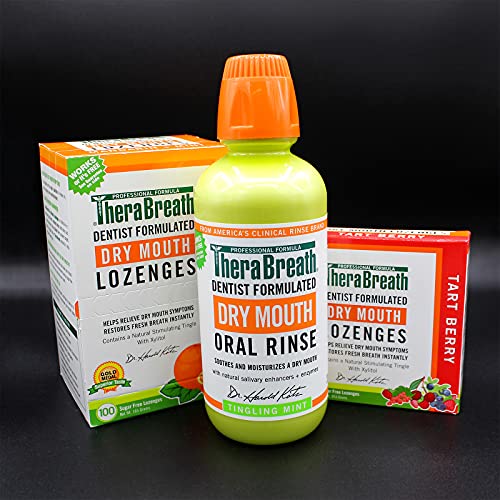 TheraBreath Dry Mouth Lozenges with Zinc, 100 Lozenges, Mandarin Mint, 100 Count (Pack of 2