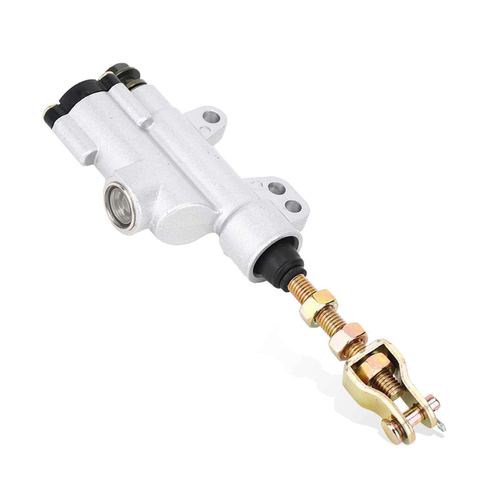 Rear Brake Master Cylinder, Universal Motorcycle Rear Hydraulic Brake Master Cylinder Pump Folding Rear Foot Brake Cylinder Pump for Motorcycle Dirt Bike ATV (Silver)