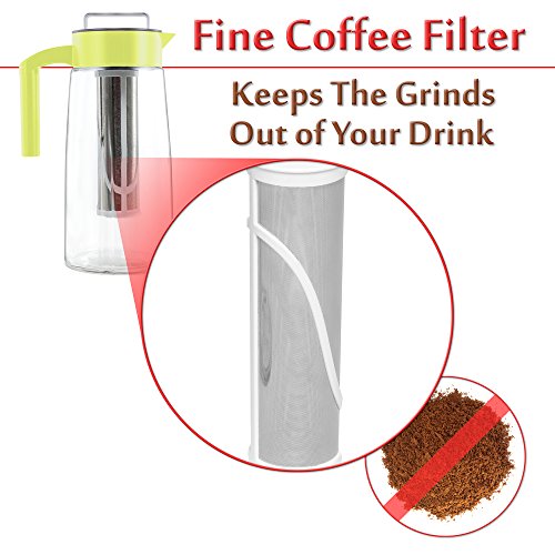 Cooking Upgrades 60oz Glass Cold Brew Coffee Maker and Tea Maker With