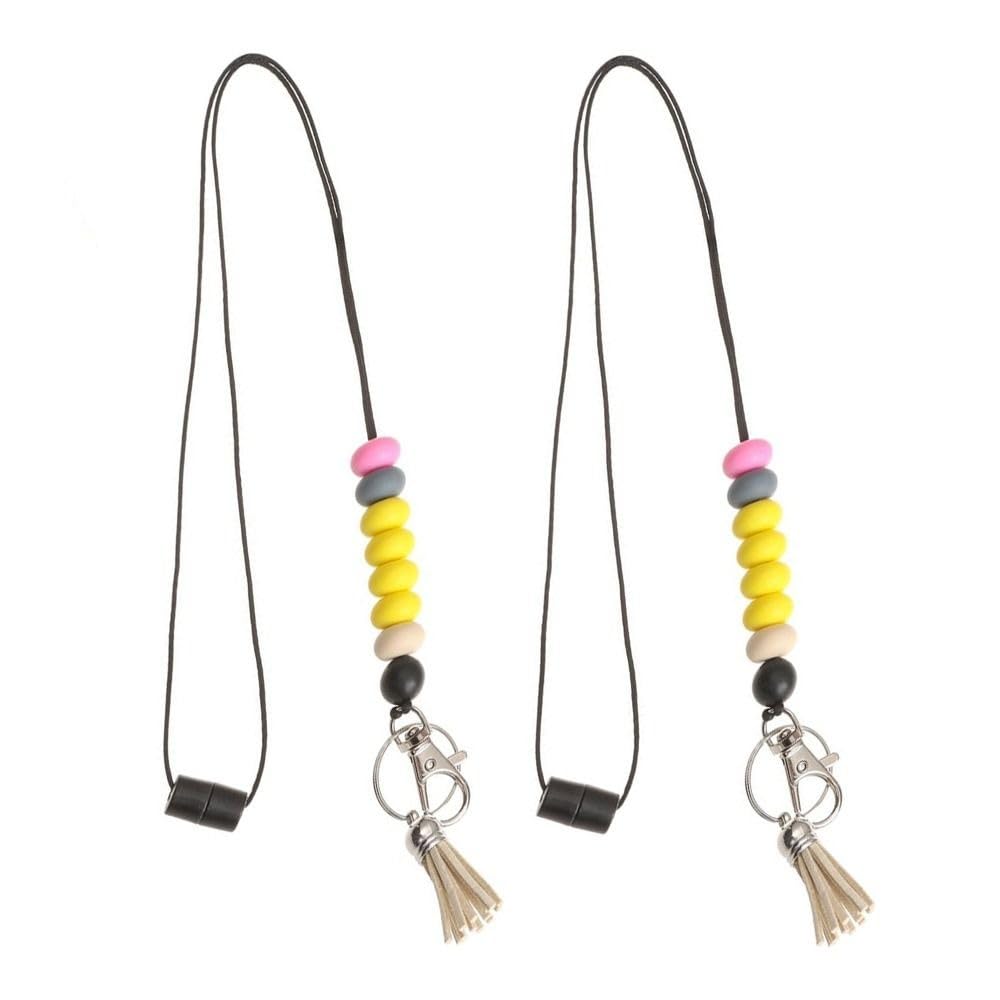 Risedot 2PCS Silicone Beads, Ellipsoid Beads Handmade Detachable Necklace Strap