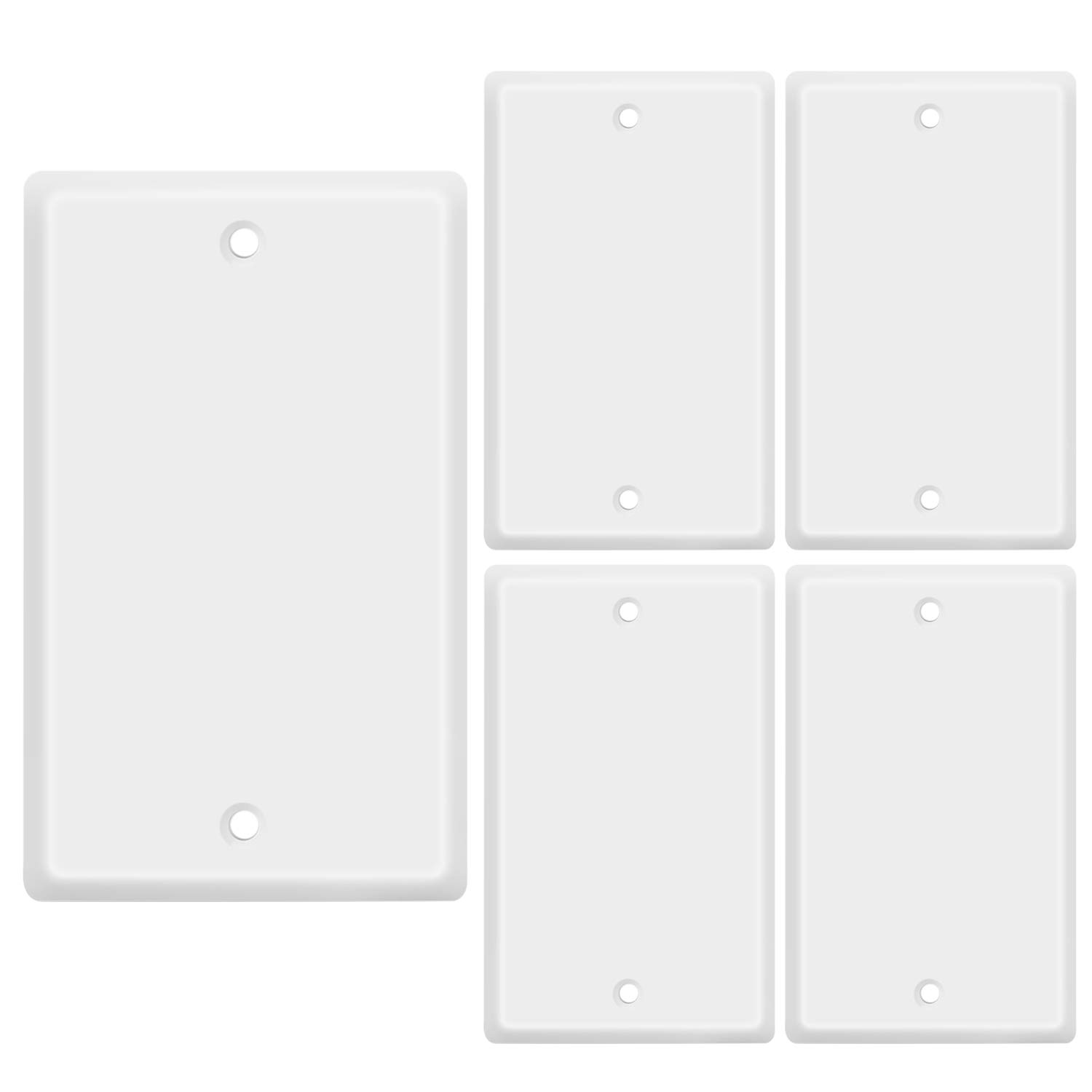 TNP Blank Wall Plate Outlet Cover - Blank Faceplate Socket Insert Jack Plug Panel Cover Single Gang Standard Size (5 Pack,White)