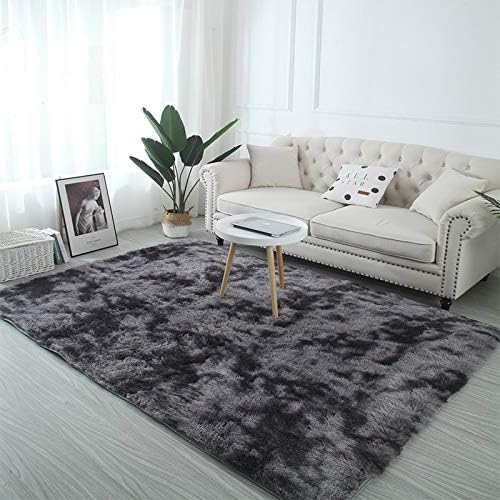 AMCER carpet bedroom 190x200cm, Shaggy Floor Rug, Non Slip Ultra Soft, For Home Nursery Decor Bedroom Dormitory Rectangle - Grey