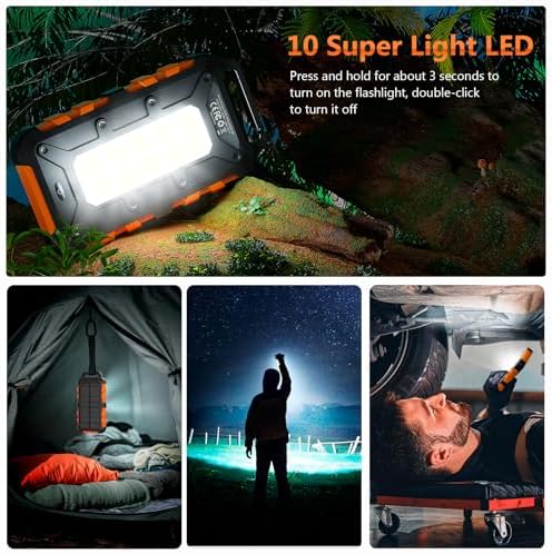 Solar Powerbank 26800mAh, PD22.5W Tragbare Solar Ladegerät USB C Externer Akku Outdoor Wasserdichtes mit LED-Licht und 3 Ausgängen für Smartphones Tablets Camping