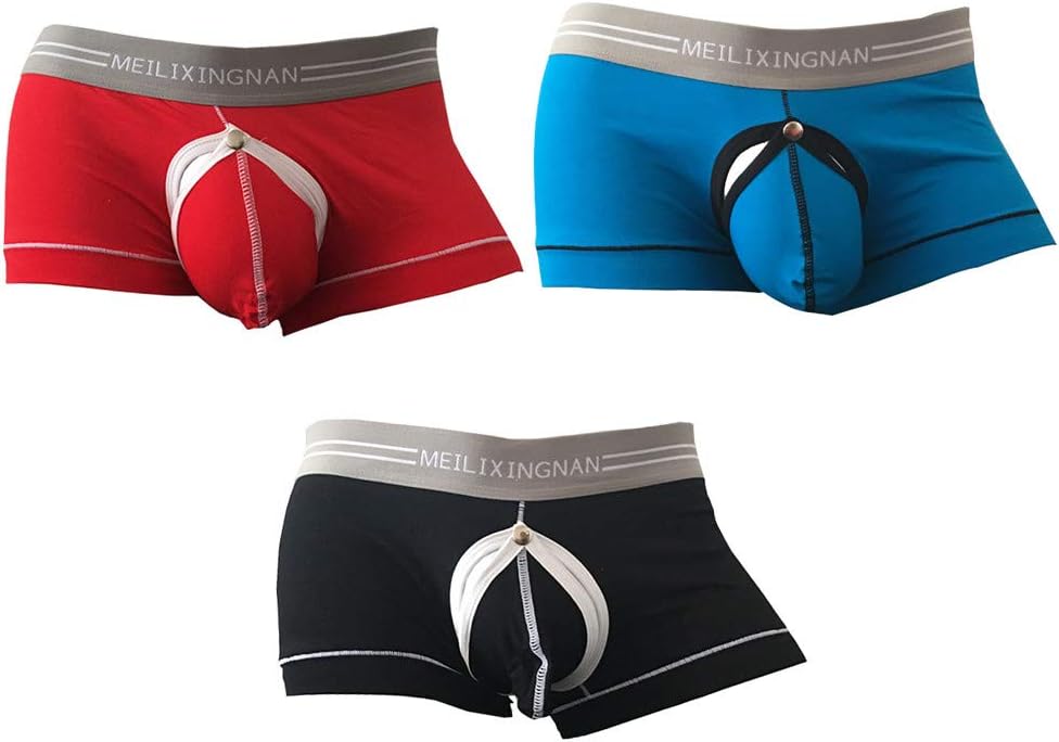 iYunyi Men's Boxer Briefs Bulge Pouch Front Open Underwear,Pack of 3