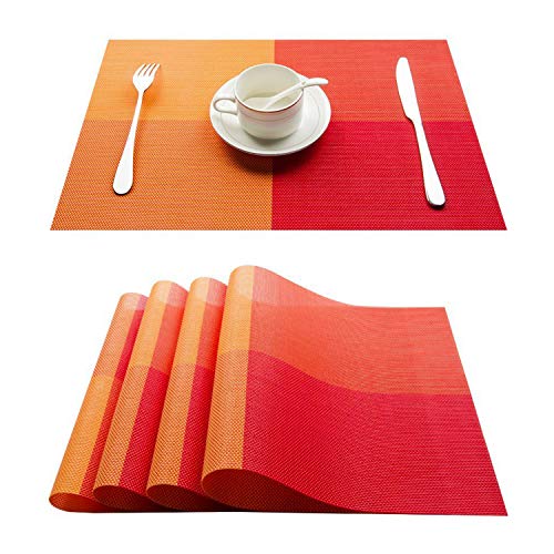 Top Finel Placemats,Plastic Table Mats Set of 8,Heat Resistant Washable