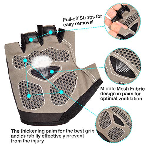 BOBILIFE Bike Cycling Gloves - Bicycle Motorcycle Riding Anti-Slip Breathable Shockproof Outdoor Sports Half Finger Gloves (M, Upgrade)