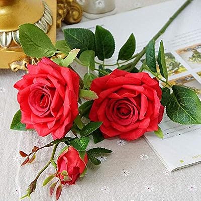 Qyydgh Retro élégante Belle 65cm Long Direction 3 Roses