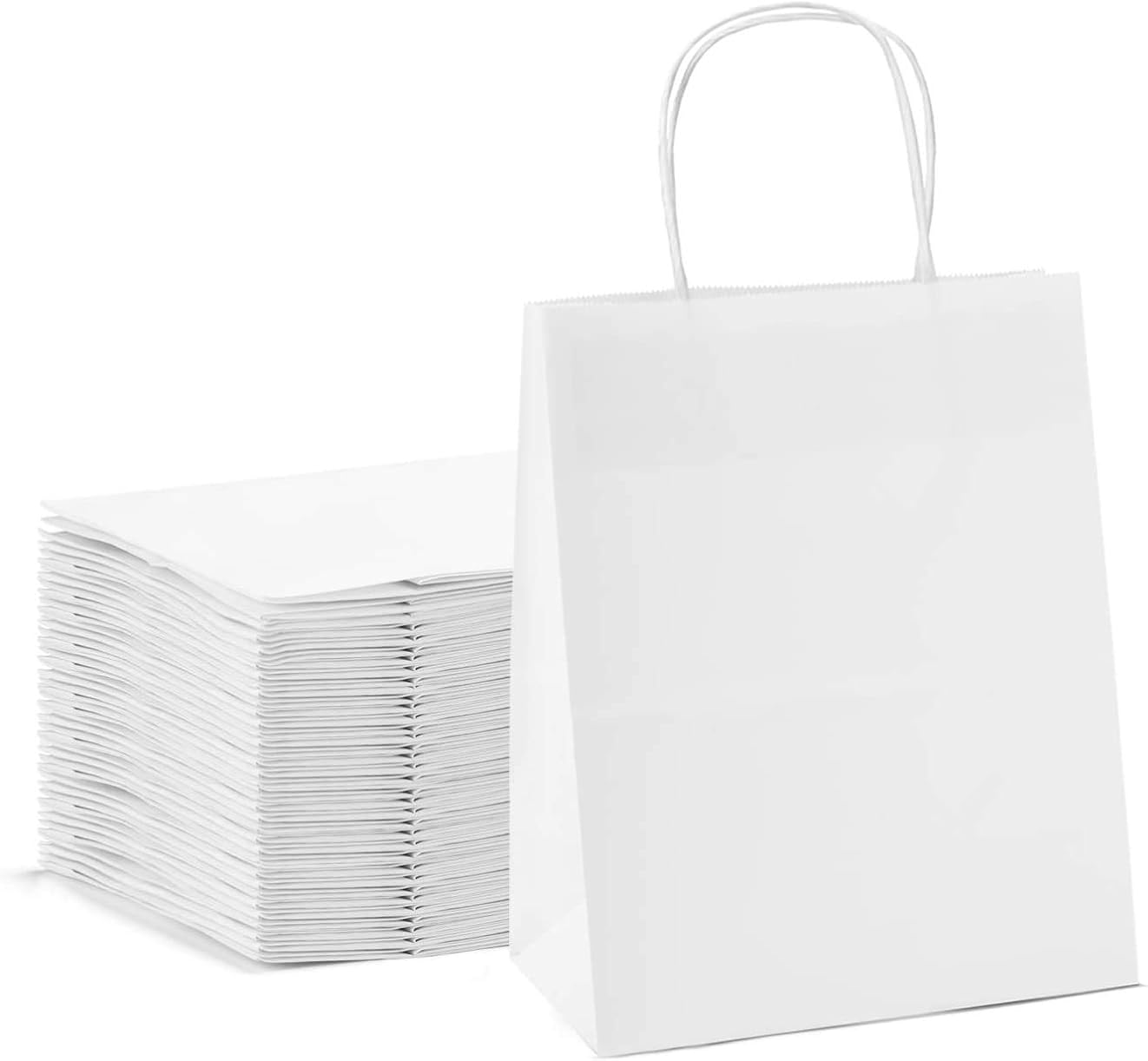 Switory White Party Bags, Kraft Gift Bags 25 Pcs Small Paper Bag with Twisted Handles for Party Favor Thankgiving, Christmas