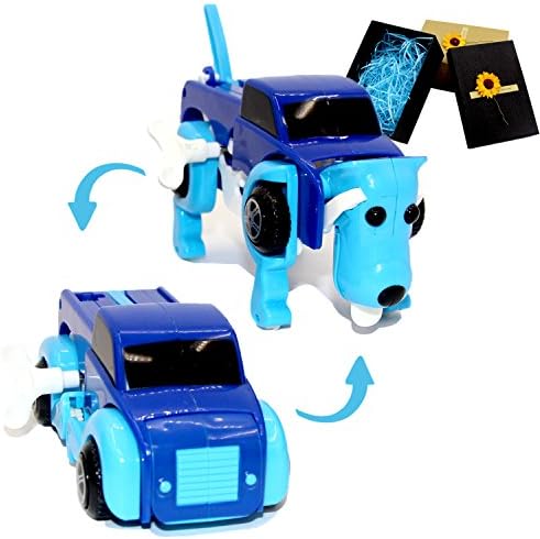 Robot Dog Toy Transform Car Toy Creative Vehicles Clockwork Wind up Toys Gift for Kids by Latburg (Blue)