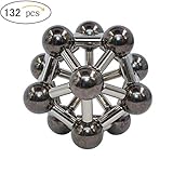NEW 132pcs Magnet Construction Set Magnetic Stick and Balls Building Blocks Fidget Toy Sets, Brain Training and Stem Learning Game Set with Instruction Booklet for Kids and Adults (Blackchrome-12mm)