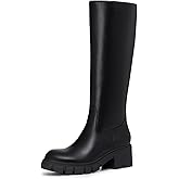 Athlefit Platform Knee High Boots for Women Round Toe Chunky Lug Sole Fall Winter Tall Boots for Office Work Walking