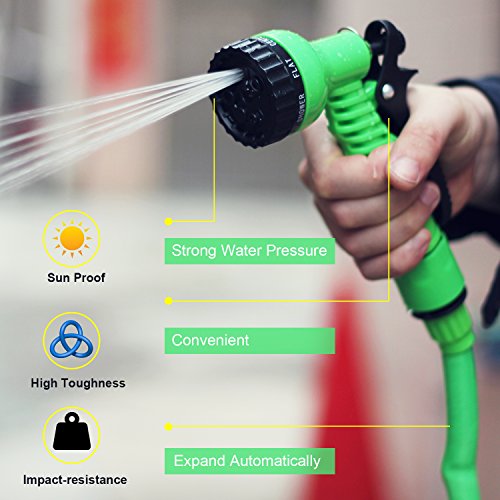 Grelife Garden Hose Expandable Hose 75ft Flexible Water Hose with Extra Strength Fabric and 7 Function Spray Nozzle for Watering, Washing, Cleaning - Thumbnail 4