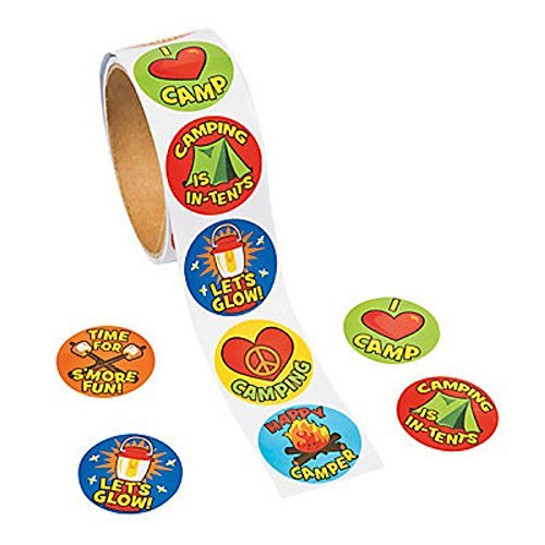 1 roll ~ i love camp / camping stickers ~ 100 round 1.5…