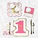 Big Dot of Happiness 64 Piece Fun to be One - 1st Birthday Girl with Gold Foil - Party Tableware Plates, Napkins - Bundle for 16