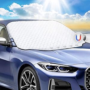 Favoto Auto Windscherm Sneeuwijsafdekking en Zonnescherm, 147 x 116 cm Universele Pasvorm, Waterdichte Stofmistvorst…