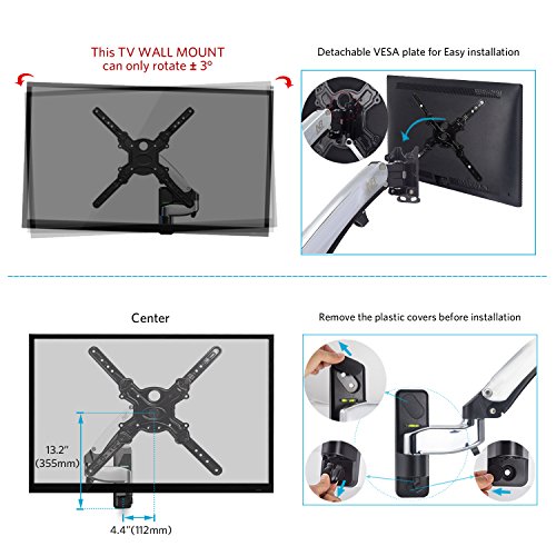 North Bayou F450 Gas Spring Full Motion TV Wall Mount for 40"50" LED