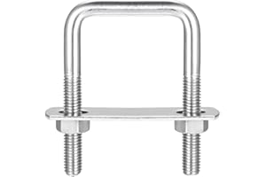 uxcell Square U-Bolts, 3 Sets 42mm(1.65") Inner Width 65mm Length M8 304 Stainless Steel U Clamp Bolt with Nuts and Plates, f