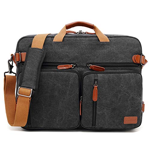 CoolBELL umrüstbarer Rucksack, Schultertasche, Kuriertasche, 5506 Canvas Black 17.3 Inches