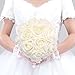 Febou Artificial Flowers, 100pcs Real Touch Artificial Foam Roses Decoration DIY for Wedding Bridesmaid Bridal Bouquets Centerpieces, Party Decoration, Home Display (Concise Type, Ivory)