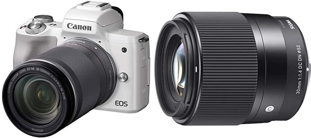 Amazon Co Jp Canon キヤノン ミラーレス一眼 Eos Kiss M ホワイト レンズキット Ef M18 150 Is Stm付属 Eoskissmwh isstm30mm F1 4 Dc Dn Contemporary C016 Canon Ef Mマウント用 カメラ