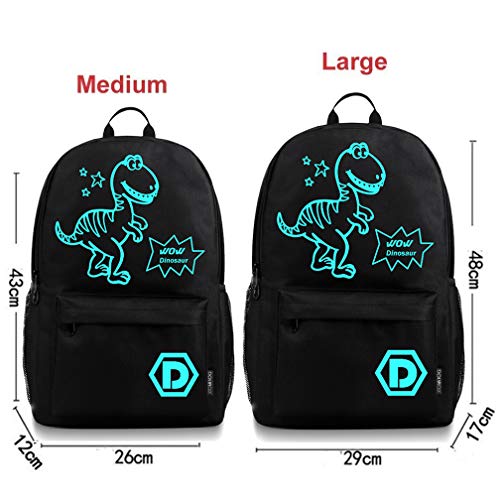 DOLIROX Luminous Schoolbag Anime School Backpack Shoulder Daypack Laptop Bag with USB Charging Port/Cable/Pencil Case and Password Lock for Travel Hiking (Medium, Black B)