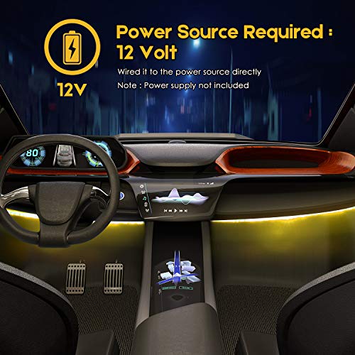 Geeon LED Strip Lights Waterproof 12V 2700K Warm White for Auto Car Truck Motorcycle Boat Interior Lighting UL Listed 30CM/12'' 3528 SMD Pack of 4 - Thumbnail 6