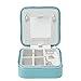 Vlando Small Travel Jewelry Box Organizer - Mirrored Jewelries Necklaces Rings Earrings Necklace Storage Case, Blue