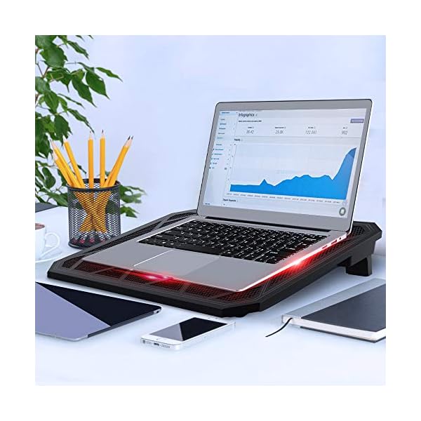 VOXON-Laptop-and-Notebook-Cooling-Pad-With-6-Fans-at-1400-RPM-and-Red-LED-Laptop-Cooler-fits-up-tp-19 VOXON Laptop and Notebook Cooling Pad, Gaming Laptop Stand, 65CMF, With 6 Fans at 1400 RPM, 12 Red LED Laptop Cooler…