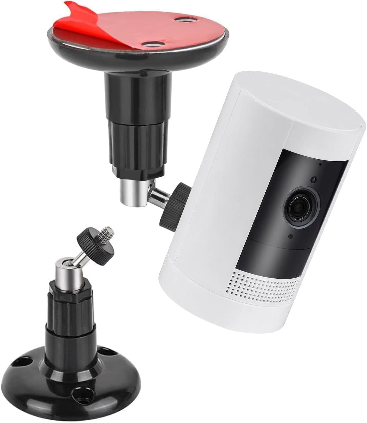 Photo 1 of 1 Pack Adhesive Ring Camera Mount Stick Up Mount Holder Compatible with Outdoor Security Camera, 360° Degree Adjustable Security Mounting Bracket,Camera Not Included (Black, 1 Pack)