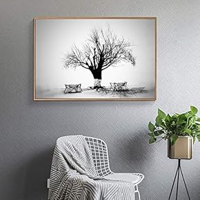 Black And White Tree - Floating Framed Canvas Print