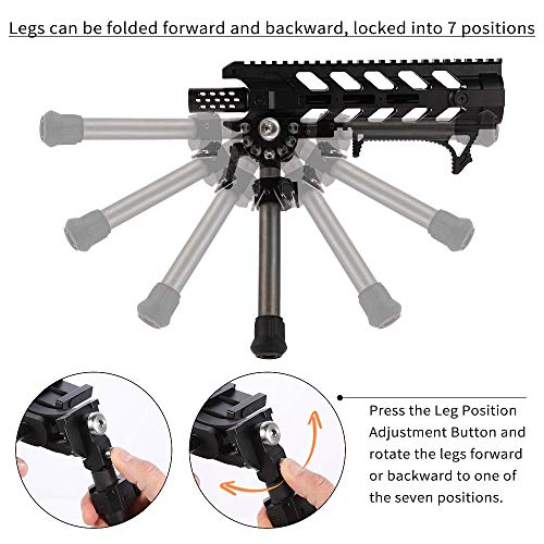 UUQ 8" 12” Adjustable Bipod, Heavy Duty Carbon Fiber Tactical Rifle