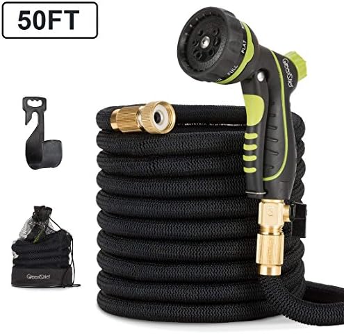 GreenChief 50 FT Expandable Garden Hose, with 8 Function Metal Spray Nozzle丨3rd Flexible Latex Core with Leak-Proof Solid Brass Fittings丨For Cleaning Car Pet Watering the plant By