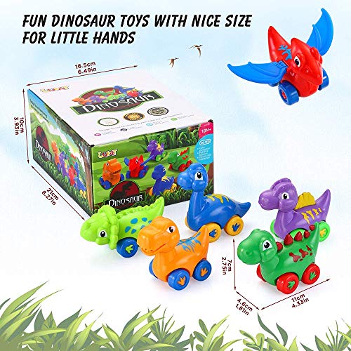 LUKAT Baby Dinosaur Toys for 1-2-3 Year Old Toddlers Pull Back Dino Car Toys for Boys and Girls Infants Mini Animal Toys for Kids ( 6-Pack ) - Thumbnail 4