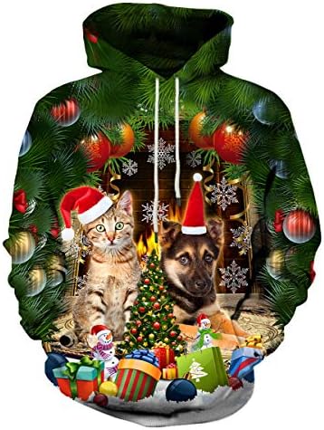 LAIDIPAS Unisex Realistic 3D Galaxy Printed Big Pockets Drawstring Pullover Hoodie Hooded Sweatshirt