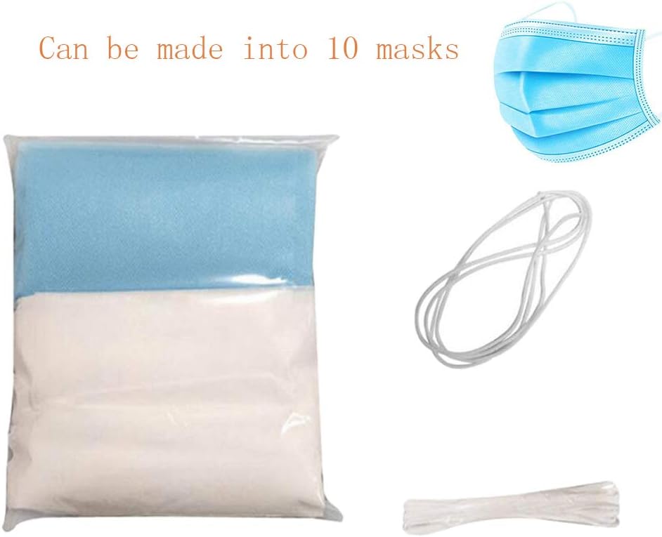 DIY Self-Made Masks, Electrostatic Meltblown Fabric, 95% Filtered Polypropylene Non-Woven Fine Particles, 3 Layers of Fabric Can Be Made into DIY Finished Products 10PCS, with Nose Bridge and Earband