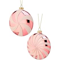 Amazon.com: The Bridge Collection Pink Peppermint Disk Ornaments ...