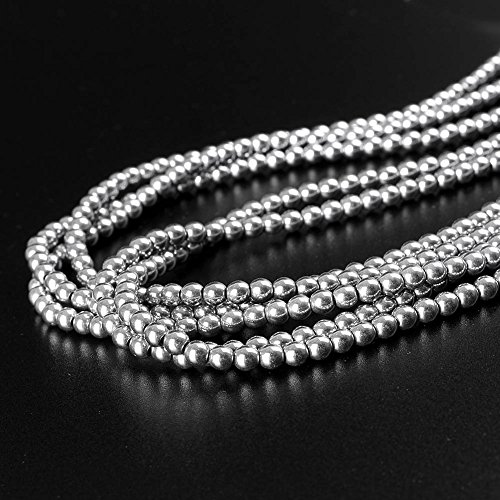 Mallofusa Hematite Silver Plated Gemstone, 8mm Round Natural Loose Beads for Jewelry Making