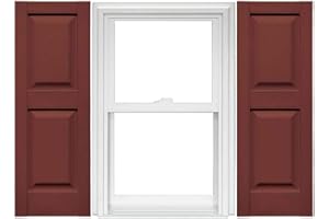 Mid America Raised Panel Vinyl Shutters (1 Pair) - 14.75 x 47 027 Burgundy Red