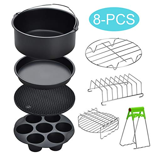 8 inch Air Fryer Accessories for Gowise USA Cozyna Airfryer XL 5.3QT - 5.8QT, Deluxe Deep Fryer Accessories Set of 8/12 (8)