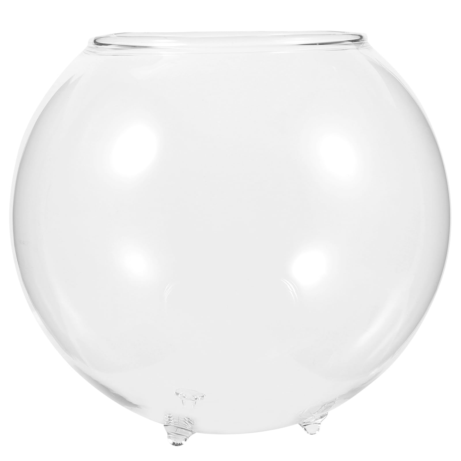 Happyyami Three-Legged Glass Fish Bowl 4.72 Inch Clear Desktop Aquarium Bowl Multi-Function Goldfish for Home Decorations Plants and Office Decor