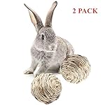 2 PACK Woven Grass Ball with Bell Pet Chew Play Toys for Rabbits, Guinea Pigs, Chinchillas, Hamsters, Ferrets and Small Animals