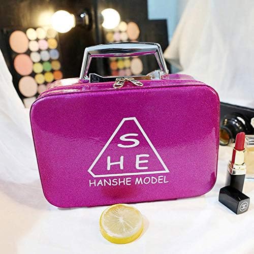 Fashion Korean Handbag Cosmetic Bag Washing Bag Multifunction，Rose red Medium
